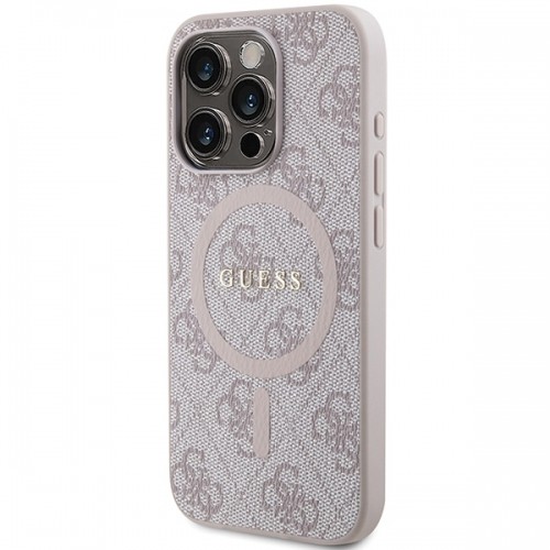 Guess GUHMP15XG4GFRP iPhone 15 Pro Max 6.7" różowy|pink hardcase 4G Collection Leather Metal Logo MagSafe image 2