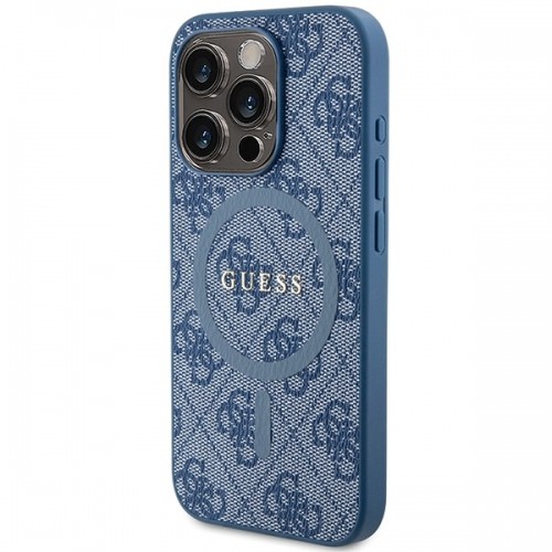 Guess GUHMP14LG4GFRB iPhone 14 Pro 6.1" niebieski|blue hardcase 4G Collection Leather Metal Logo MagSafe image 2