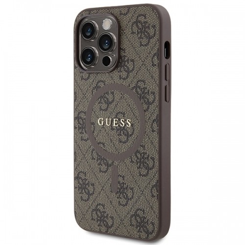 Guess GUHMP13XG4GFRW iPhone 13 Pro Max 6.7" brązowy|brown hardcase 4G Collection Leather Metal Logo MagSafe image 2