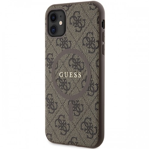 Guess GUHMN61G4GFRW iPhone 11 6.1" | Xr brązowy|brown hardcase 4G Collection Leather Metal Logo MagSafe image 2