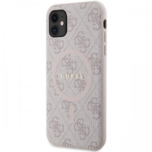 Guess GUHMN61G4GFRP iPhone 11 6.1" | Xr różowy|pink hardcase 4G Collection Leather Metal Logo MagSafe image 2