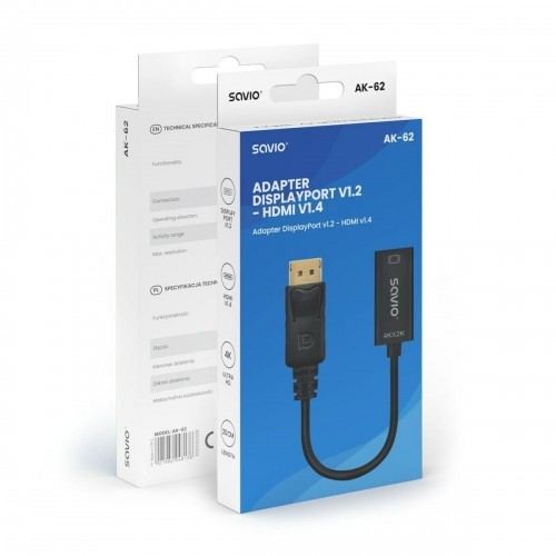 Адаптер для DisplayPort на HDMI Savio AK-62 20 cm image 2