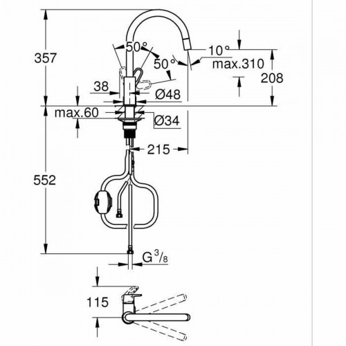 Mixer Tap Grohe Start Flow - 30569000 Brass C-shaped image 2