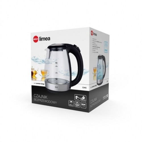 ELDOM Glass kettle LIMEA, 2200 W, capacity 1.7L, LED backlight image 2