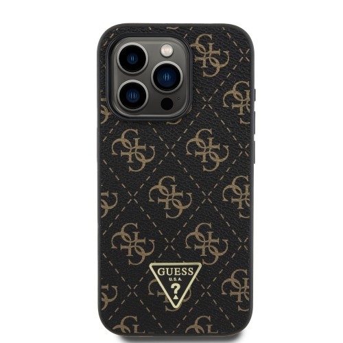 Guess PU Leather 4G Triangle Metal Logo Case for iPhone 15 Pro Black image 2