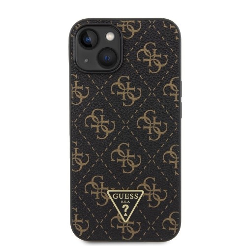 Guess PU Leather 4G Triangle Metal Logo Case for iPhone 14 Black image 2