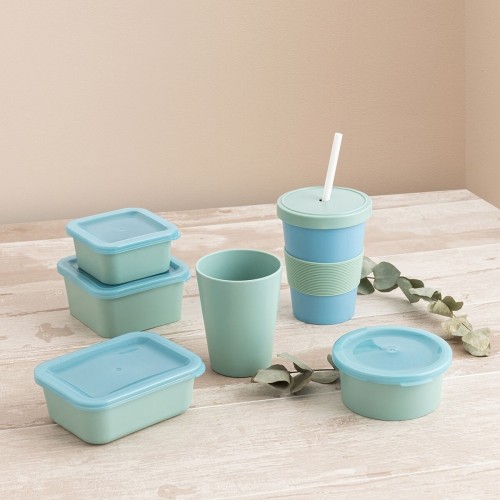 Square Lunch Box with Lid Quid Inspira 430 ml Blue Plastic (12 Units) image 2