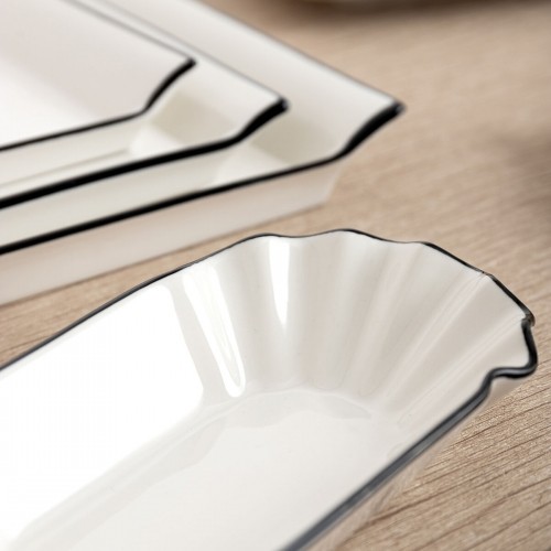 Snack tray Quid Gastro White Ceramic 26 x 18 cm (6 Units) image 2