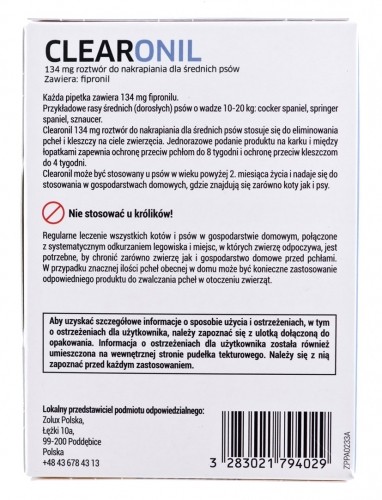 FRANCODEX Clearonil Medium breed -  anti-parasite drops for dogs - 3 x 134 mg image 2
