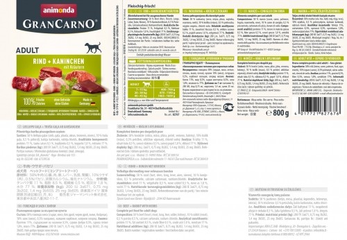 ANIMONDA GranCarno Adult Beef with rabbit and herbs - wet dog food - 800 g image 2