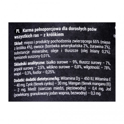 Dolina Noteci RAFI rabbit, blueberry, cranberry - Wet dog food 400 g image 2