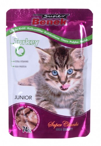 CERTECH Super Benek Junior saszetka dla kota z kawałkami indyka w sosie 100g image 2