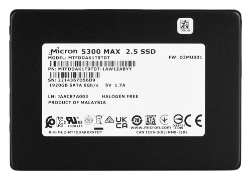 SSD Micron 5300 MAX 1.92TB SATA 2.5" MTFDDAK1T9TDT-1AW1ZABYY (DWPD 5) image 2