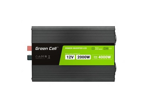 Green Cell PowerInverter LCD 12V 2000W/40000W car inverter with display - pure sine wave image 2