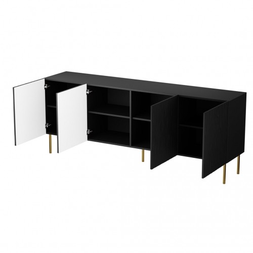 Cama Meble JUNGLE chest of drawers 190x40.5x74.5 black matt + golden legs image 2