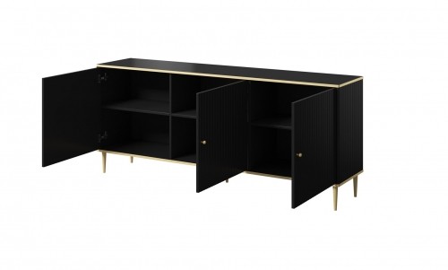 Cama Meble GLAMOUR chest 180x40x75.5 cm black matt + gold image 2