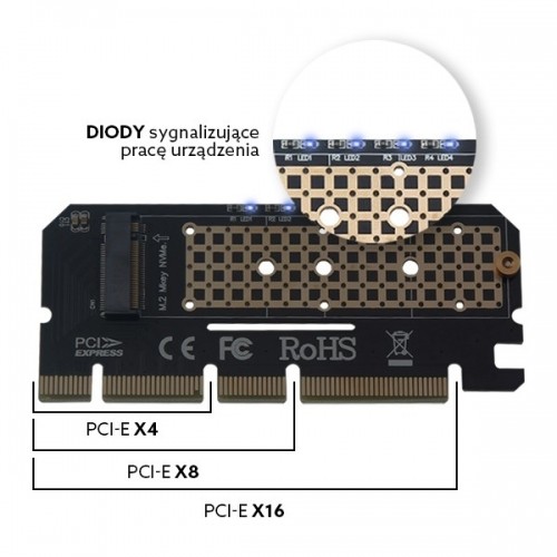 Expansion card, adapter M.2 NVMe M-Key PCI-E Savio AK-41 image 2