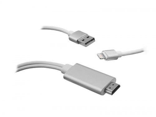 IPHONE MHL HDMI|Zibens+USB kabelis, 2M, HQ. image 2