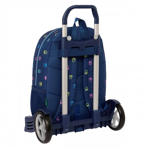 School Rucksack with Wheels Benetton Cool Navy Blue 30 x 46 x 14 cm image 2