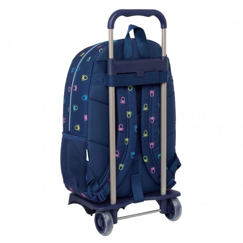 School Rucksack with Wheels Benetton Cool Navy Blue 30 x 46 x 14 cm image 2