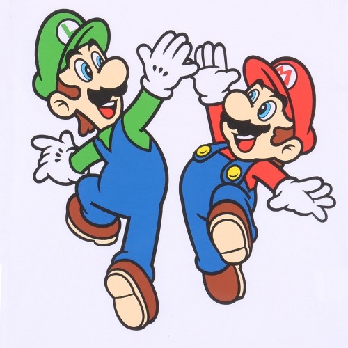 Child's Short Sleeve T-Shirt Super Mario Mario and Luigi White image 2