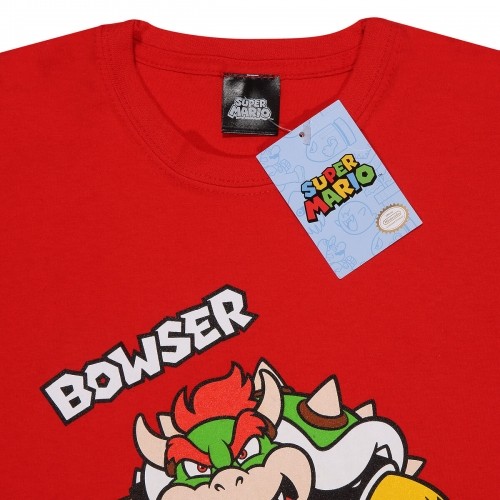 Child's Short Sleeve T-Shirt Super Mario Bowser Text Red image 2