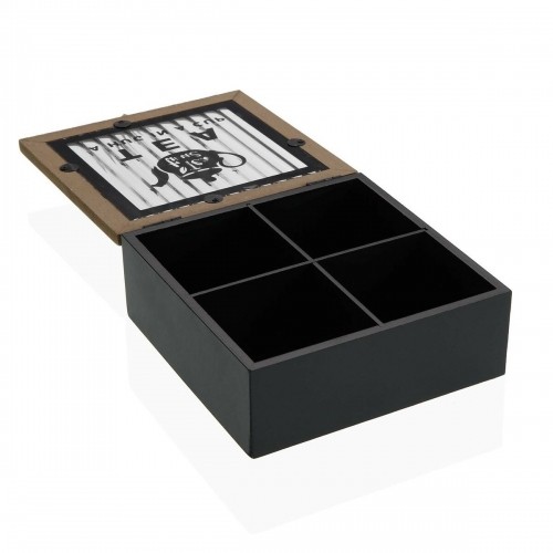 Коробочка для чая Versa Чёрный Металл Деревянный MDF 16,5 x 16,5 x 6,5 cm image 2