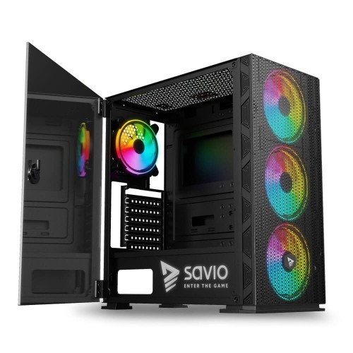 SAVIO PC Case Raptor X1 ARGB Glass/Mesh Black image 2