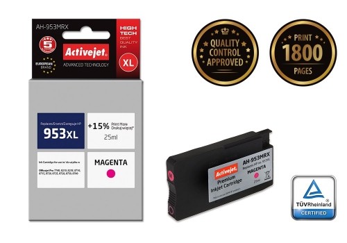 Activejet AH-953MRX ink (replacement for HP 953XL F6U17AE; Premium; 25 ml; magenta) image 2