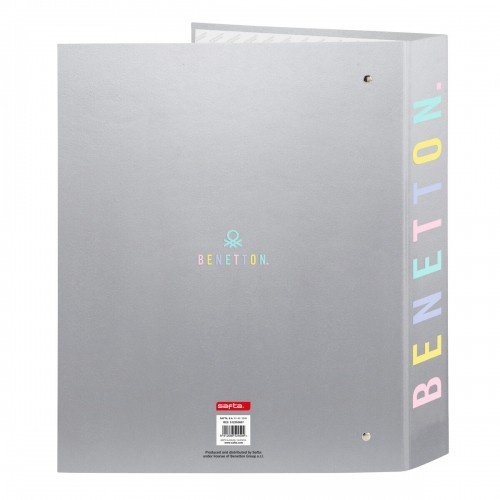 Ring binder Benetton Silver Silver A4 27 x 33 x 6 cm image 2