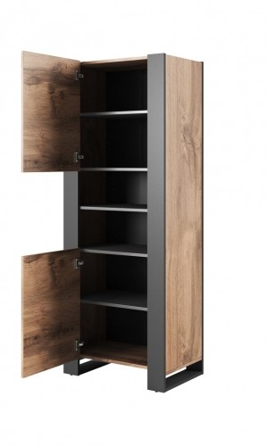 Cama Meble WOOD bookcase 65x40x170,5 oak wotan + anthracite image 2