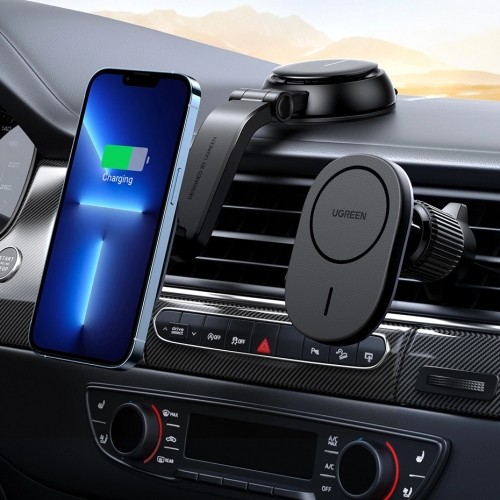MagSafe Ugreen CD345 2-in-1 induction car charger for cockpit|window|ventilation grille - black image 2