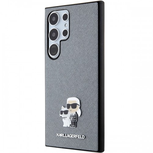 Karl Lagerfeld KLHCS24LPSAKCMPG S24 Ultra S928 hardcase szary|grey Saffiano Karl & Choupette Metal Pin image 2