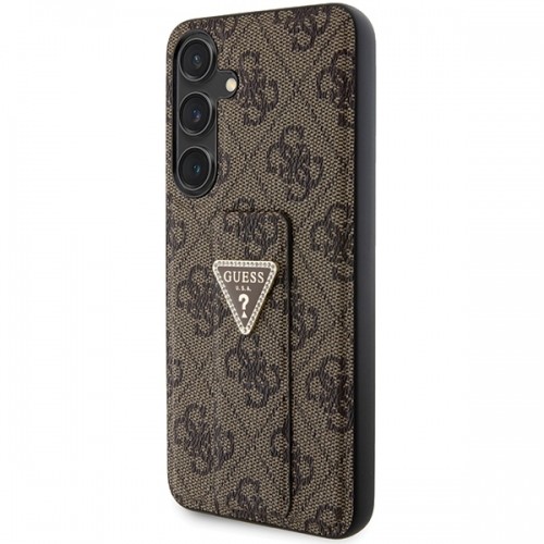 Guess GUHCS24MPGS4TDW S24+ S926 brązowy|brown hardcase Grip Stand 4G Triangle Strass image 2