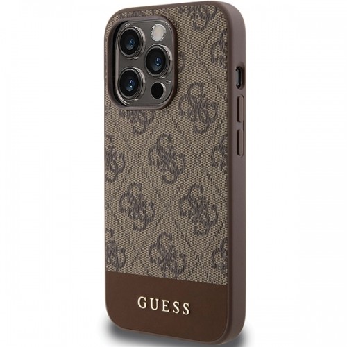 Guess GUHCP15XG4GLBR iPhone 15 Pro Max 6.7" brązowy|brown hardcase 4G Stripe Collection image 2
