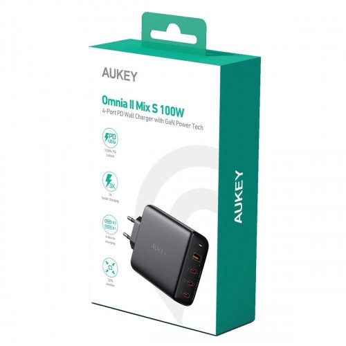 Wall Charger Aukey PA-B7S Black 100 W image 2