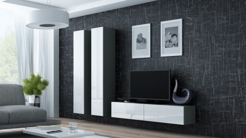 Cama Meble Cama TV stand VIGO 140 30/140/40 grey/white gloss image 2