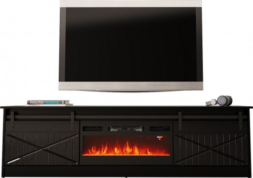 Cama Meble RTV GRANERO + fireplace cabinet 200x56.7x35 black/black gloss image 2