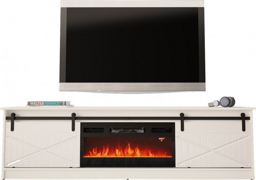 Cama Meble RTV GRANERO + fireplace cabinet 200x56.7x35 white/gloss white image 2