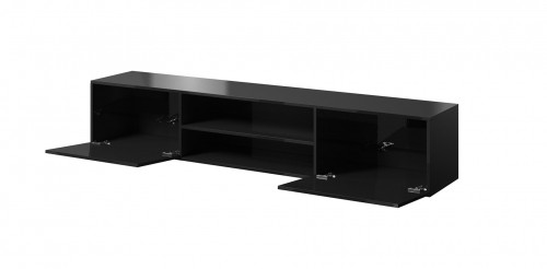 Cama Meble RTV cabinet SLIDE 200K 200x40x37 cm all in gloss black image 2