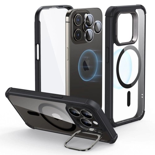 ESR Armor Tough Kickstand Halolock Case with MagSafe for iPhone 15 Pro - Transparent & Black image 2