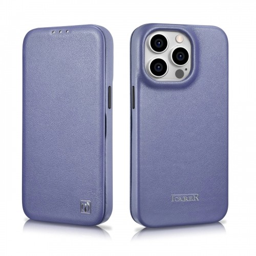 iCarer CE Premium Leather Folio Case iPhone 14 Pro Max Magnetic Flip Leather Folio Case MagSafe Light Purple (WMI14220716-LP) image 2