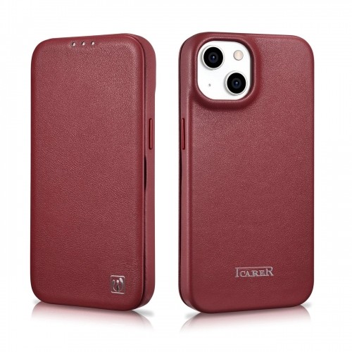 iCarer CE Premium Leather Folio Case iPhone 14 Plus Magnetic Flip Leather Folio Case MagSafe Red (WMI14220715-RD) image 2