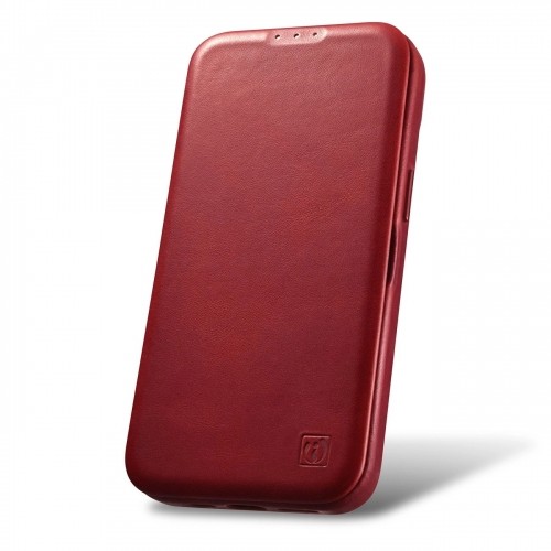 iCarer CE Oil Wax Premium Leather Folio Case Leather Case iPhone 14 Pro Max Magnetic Flip MagSafe Red (AKI14220708-RD) image 2