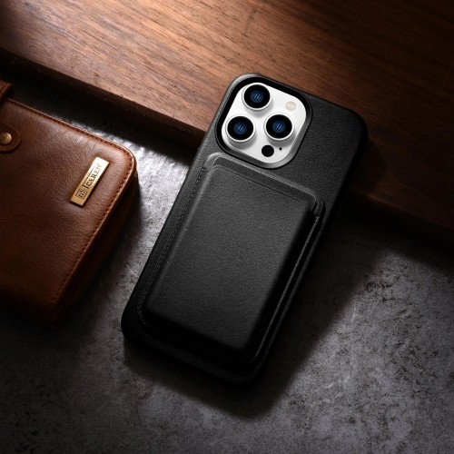 iCarer Case Leather Cover Genuine Leather Case for iPhone 14 Pro Max black (WMI14220708-BK) (MagSafe Compatible) image 2