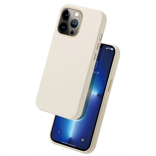 Dux Ducis Roma leather case for iPhone 13 Pro elegant case made of genuine leather white image 2