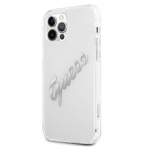 Guess GUHCP12MKTRSVSI iPhone 12|12 Pro 6.1&quot; Transparent hardcase Vintage Script Silver image 2