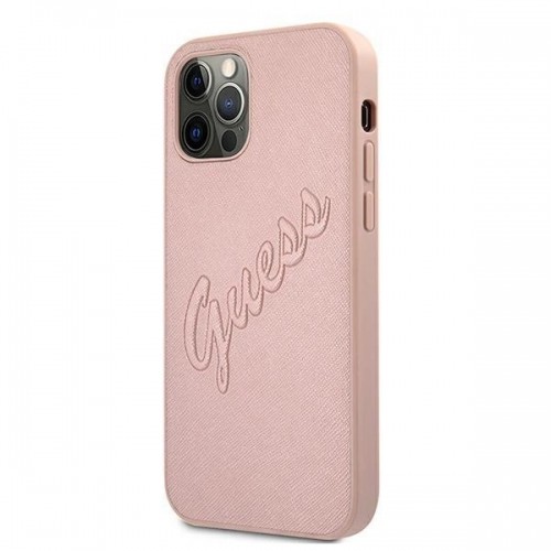 Guess GUHCP12MRSAVSRG iPhone 12|12 Pro 6.1&quot; pink|pink hardcase Saffiano Vintage Script image 2