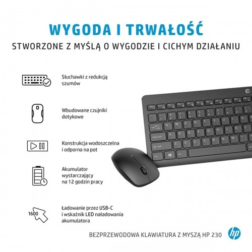 Keyboard and Mouse HP 3L1F0AA Azerty French White Black image 2
