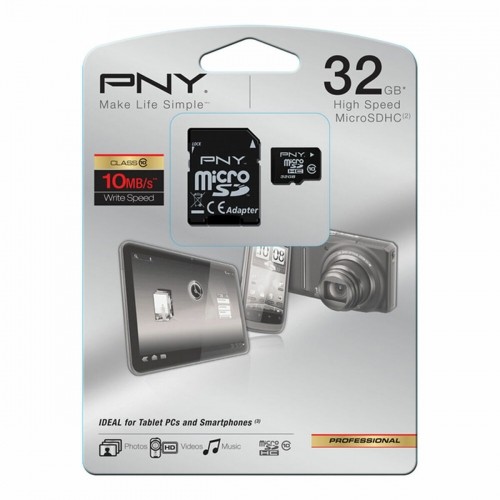 Micro SD Memory Card with Adaptor PNY ‎SDU32GBHC10HP-EF Class 10 32 GB image 2
